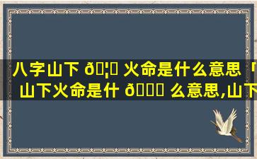 八字山下 🦋 火命是什么意思「山下火命是什 🐋 么意思,山下火命运如何」